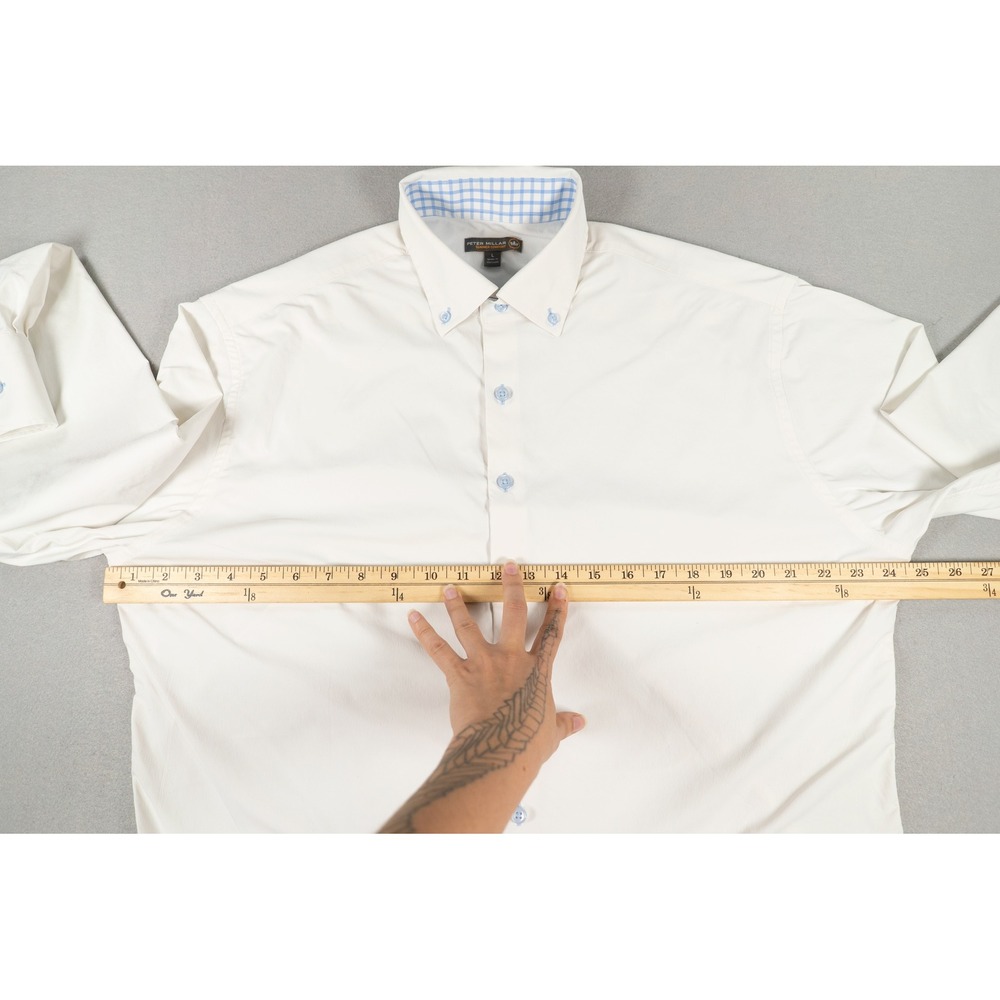 Peter Millar Mens Summer Comfort Button Down Shirt White Size L Long Sleeve image 8